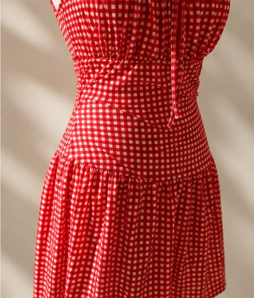 Summer Picnic Gingham Mini Dress