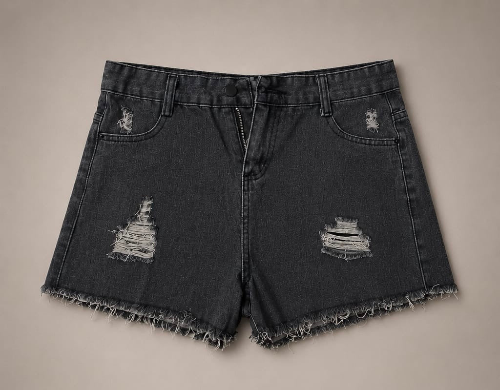 Black Distressed Denim Shorts