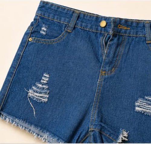 Blue denim shorts
