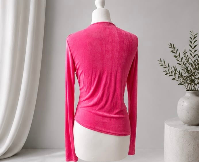 Hot Pink Fitted Long Sleeve Top