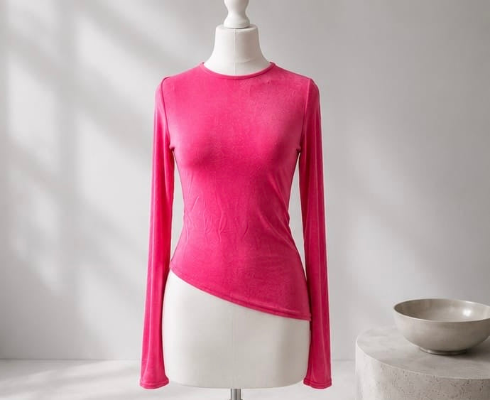 Hot Pink Fitted Long Sleeve Top