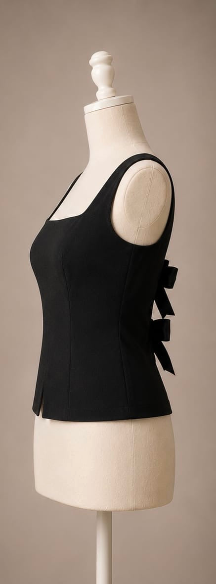 Black Bow-Back Crop Top