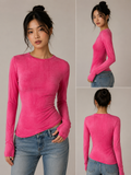 Hot Pink Fitted Long Sleeve Top