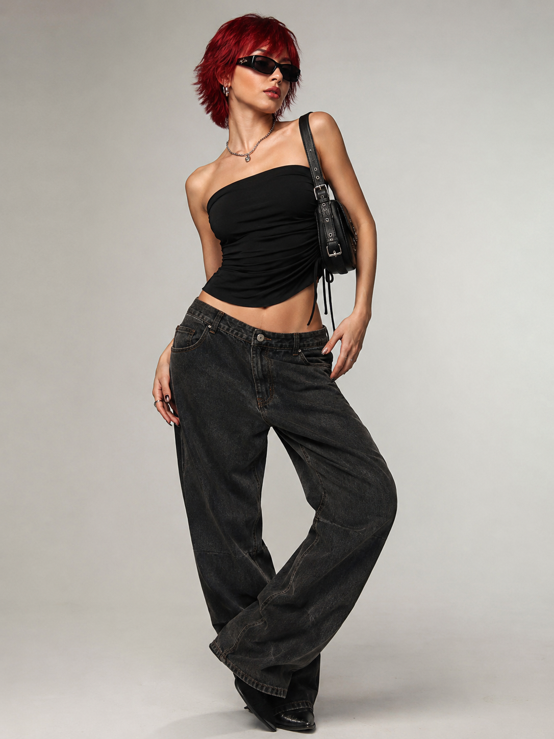 Midnight Ruched Bandeau Top