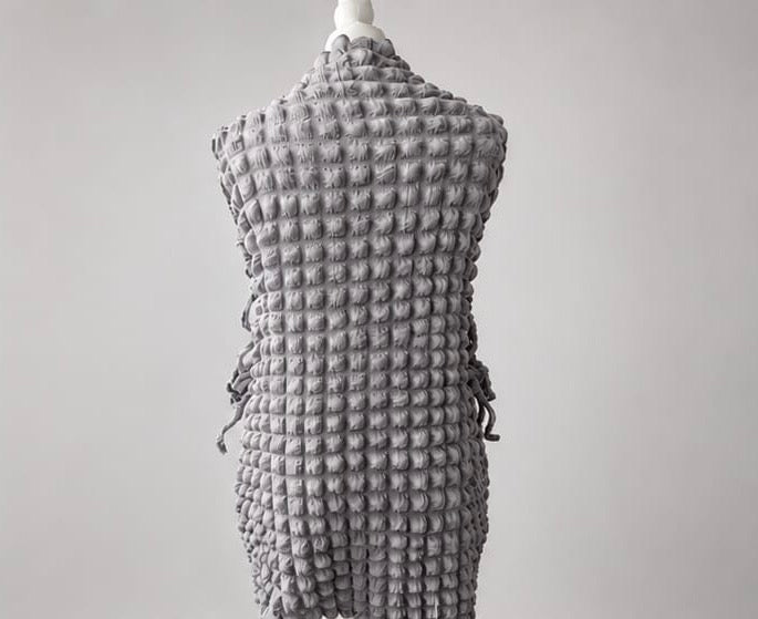 Lilac Textured Side-Tie Midi Dress