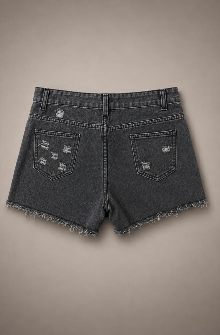 Dark grey denim shorts